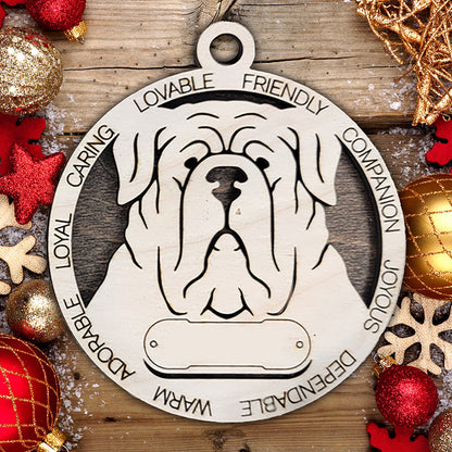 Personalized Dog Christmas Ornament – Custom Breed Keepsake Gift - Dog Breeds H-Y