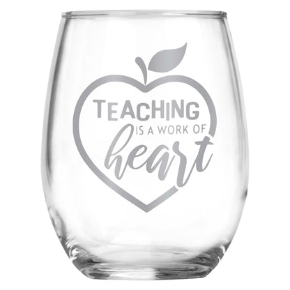 Teacher Appreciation Gift | Stemless Wine Glass | Elementary • High School • College • University | Teacher's Aide • Professor •