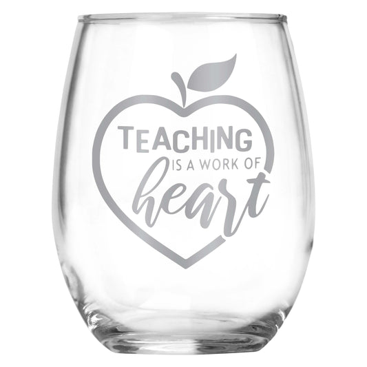 Teacher Appreciation Gift | Stemless Wine Glass | Elementary • High School • College • University | Teacher's Aide • Professor •